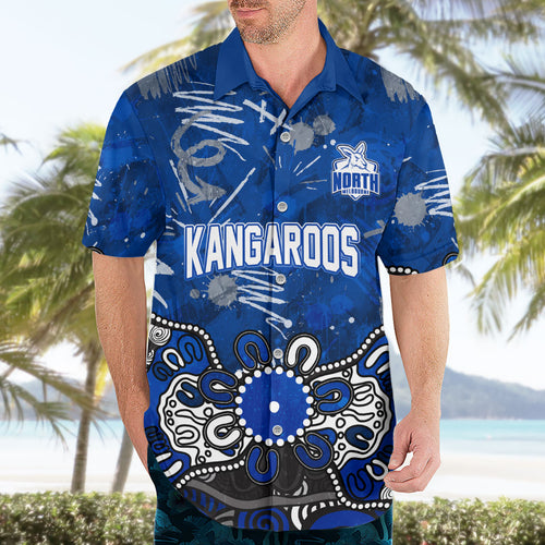Personalized North Melbourne Kangaroos Hawaiian Shirt Aboriginal Dot Painting Graffiti Style