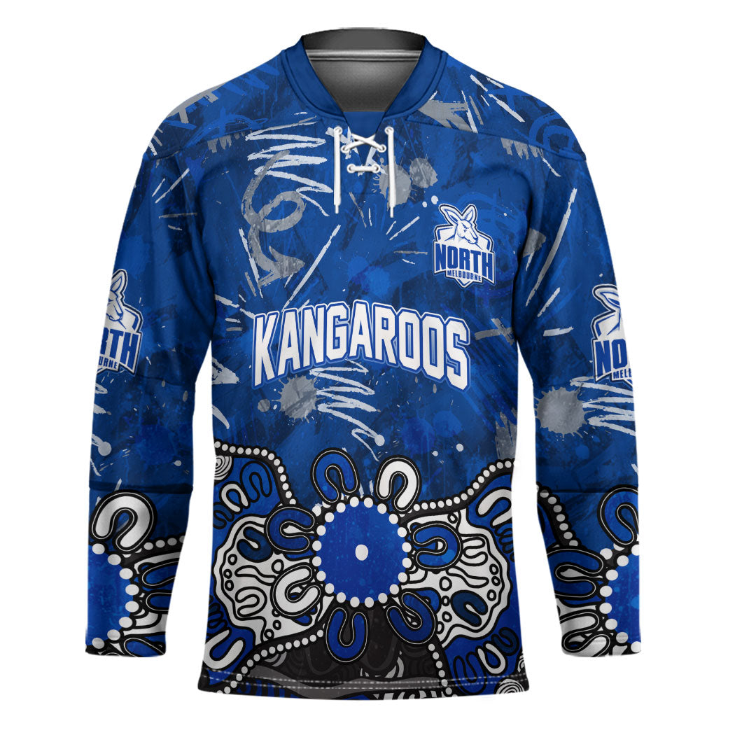 Personalized North Melbourne Kangaroos Hockey Jersey Aboriginal Dot Painting Graffiti Style