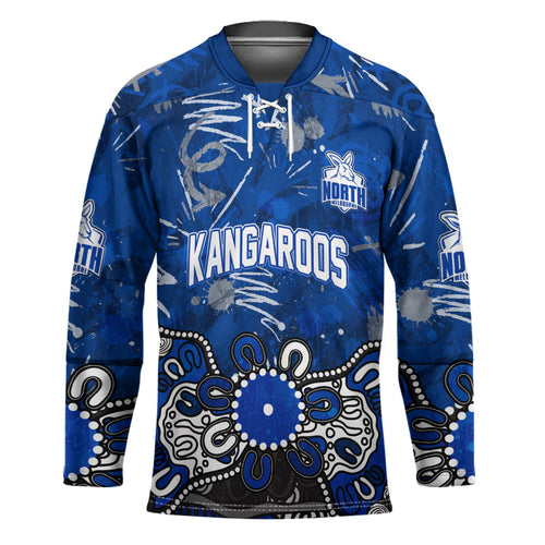 Personalized North Melbourne Kangaroos Hockey Jersey Aboriginal Dot Painting Graffiti Style