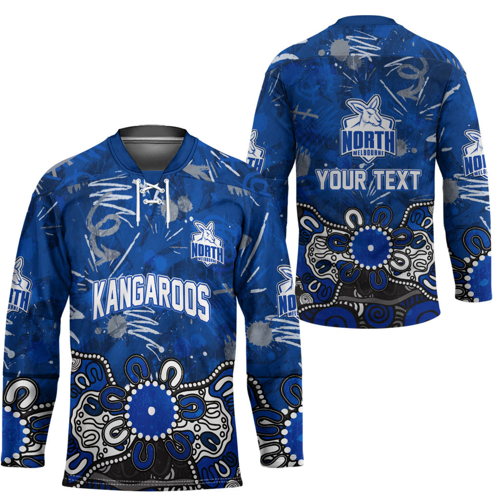Personalized North Melbourne Kangaroos Hockey Jersey Aboriginal Dot Painting Graffiti Style