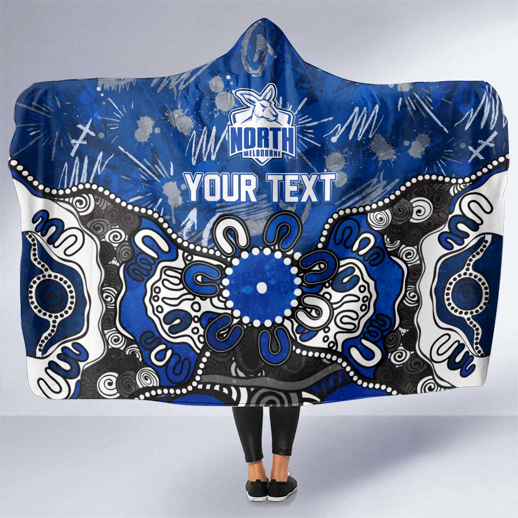 Personalized North Melbourne Kangaroos Hooded Blanket Aboriginal Dot Painting Graffiti Style