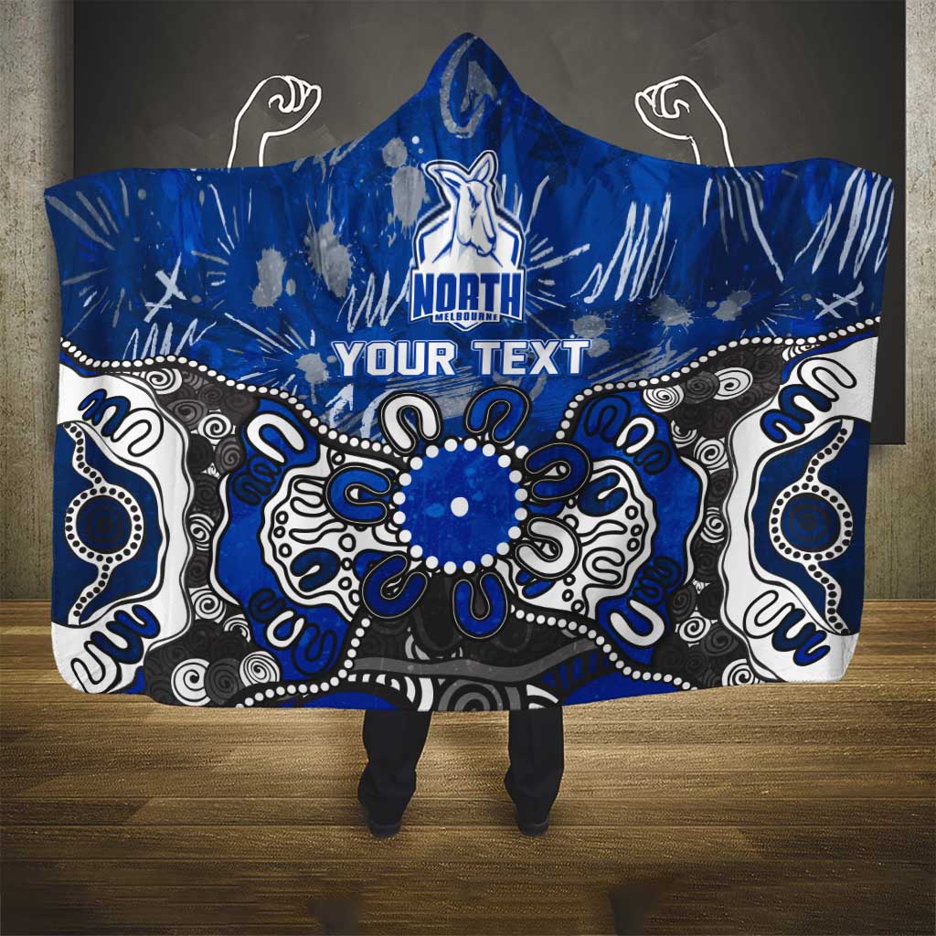 Personalized North Melbourne Kangaroos Hooded Blanket Aboriginal Dot Painting Graffiti Style