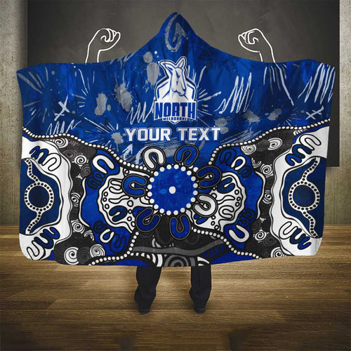 Personalized North Melbourne Kangaroos Hooded Blanket Aboriginal Dot Painting Graffiti Style