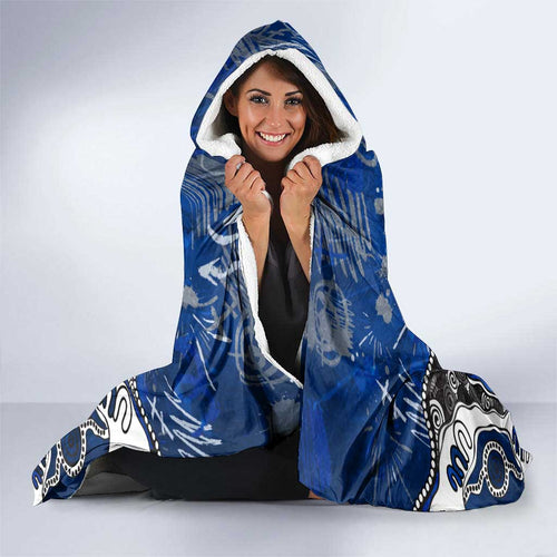 Personalized North Melbourne Kangaroos Hooded Blanket Aboriginal Dot Painting Graffiti Style