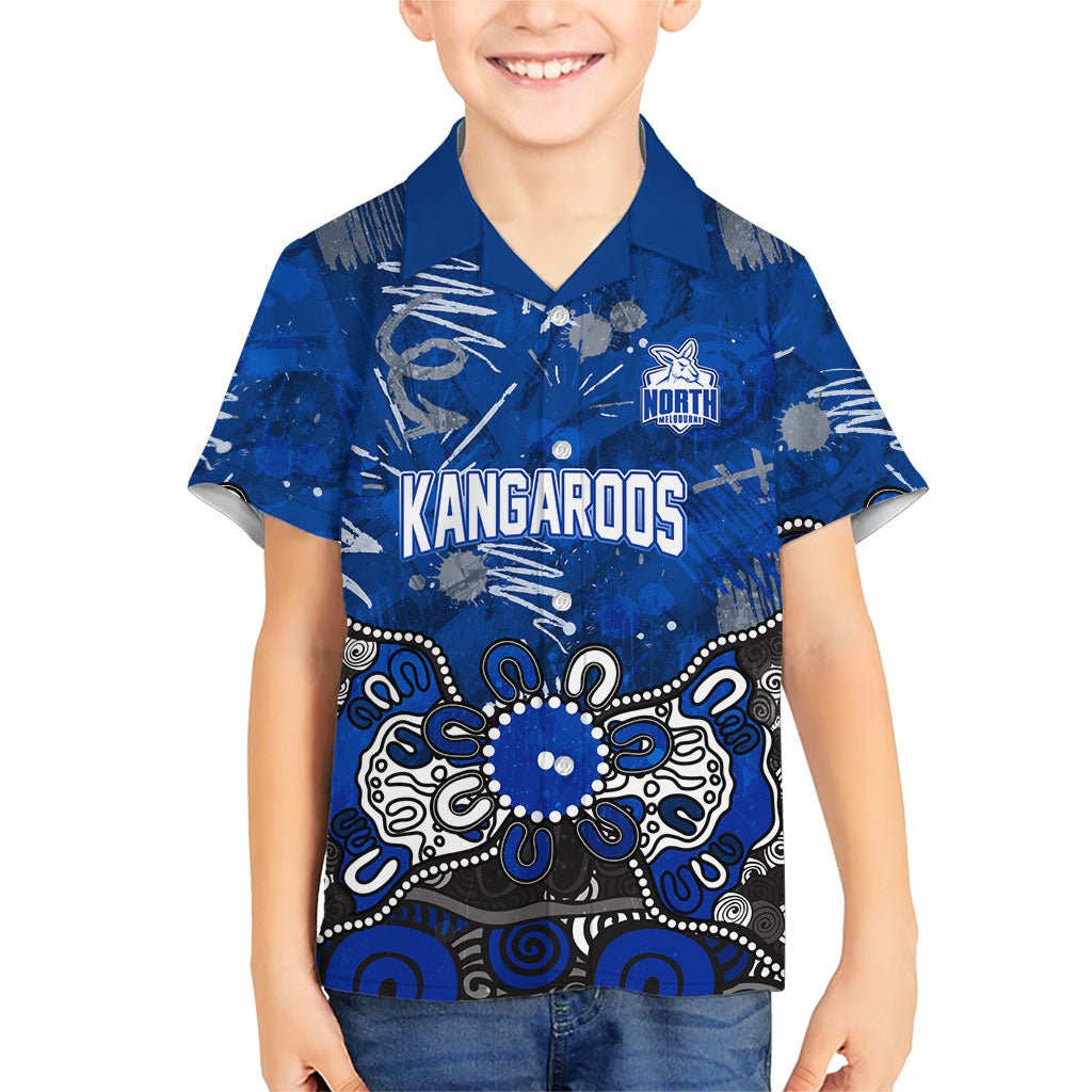 Personalized North Melbourne Kangaroos Kid Hawaiian Shirt Aboriginal Dot Painting Graffiti Style