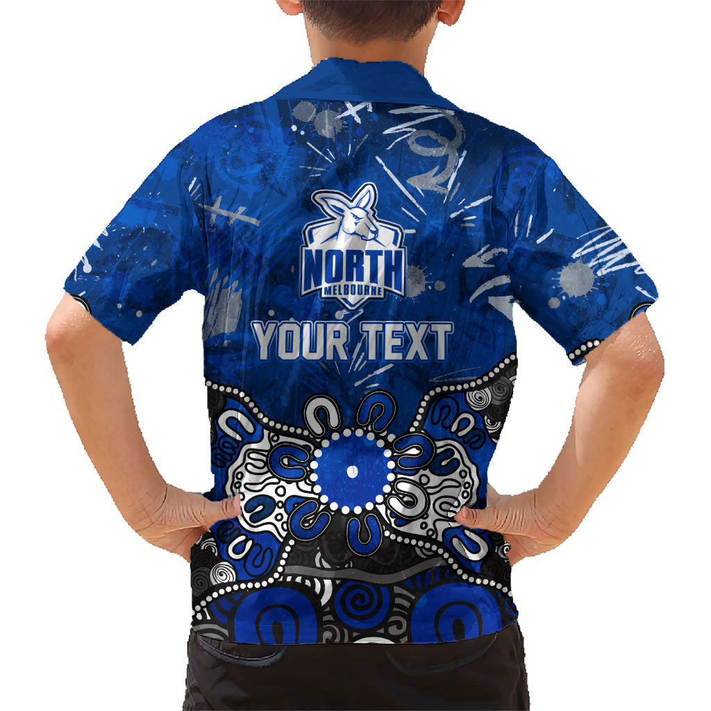 Personalized North Melbourne Kangaroos Kid Hawaiian Shirt Aboriginal Dot Painting Graffiti Style