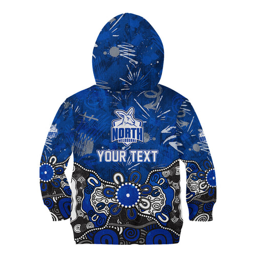 Personalized North Melbourne Kangaroos Kid Hoodie Aboriginal Dot Painting Graffiti Style