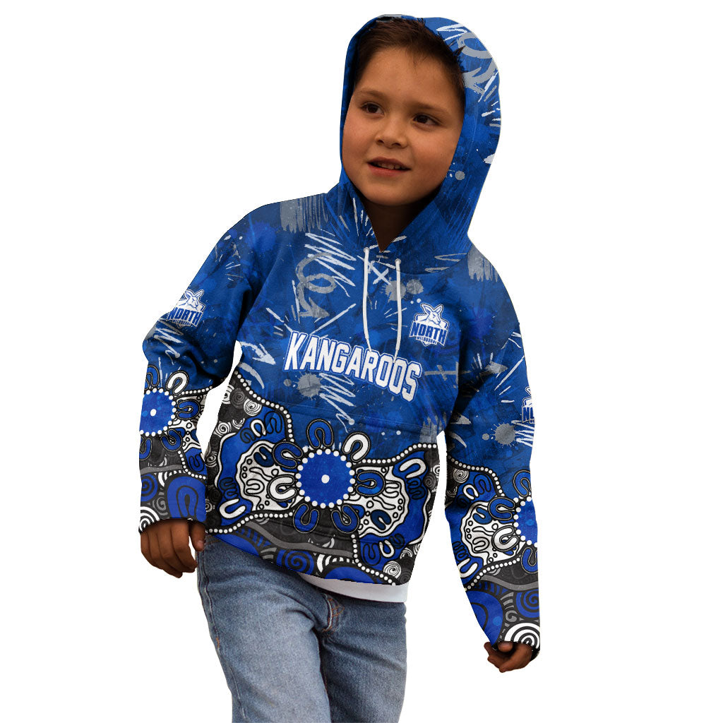 Personalized North Melbourne Kangaroos Kid Hoodie Aboriginal Dot Painting Graffiti Style