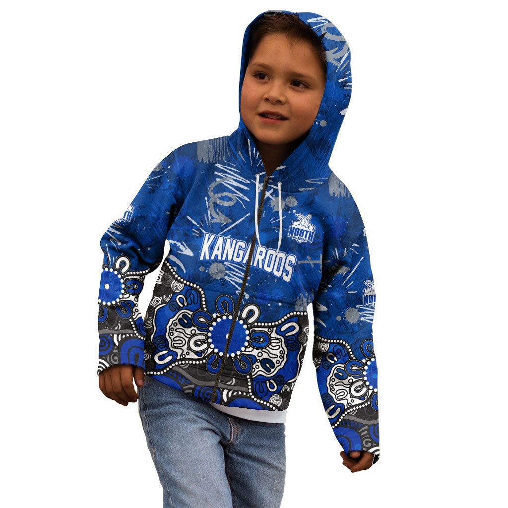 Personalized North Melbourne Kangaroos Kid Hoodie Aboriginal Dot Painting Graffiti Style