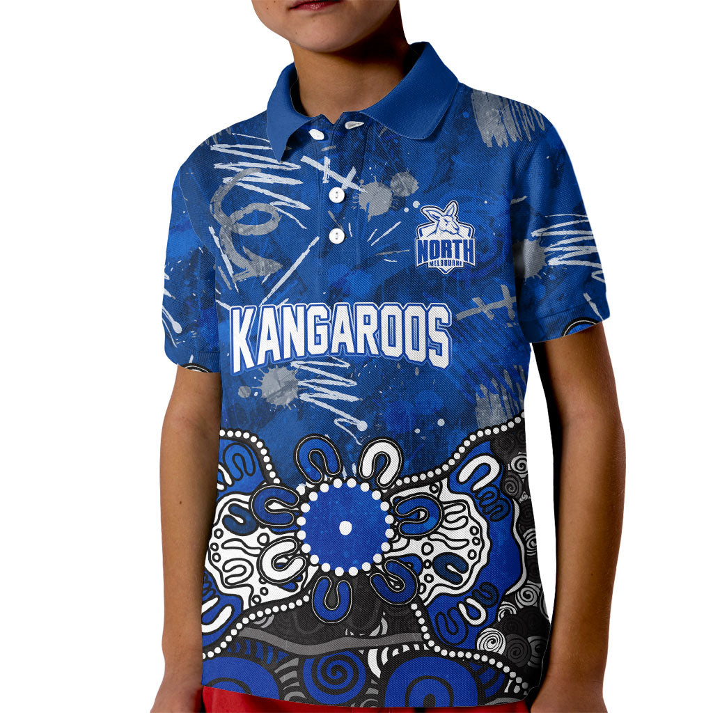 Personalized North Melbourne Kangaroos Kid Polo Shirt Aboriginal Dot Painting Graffiti Style