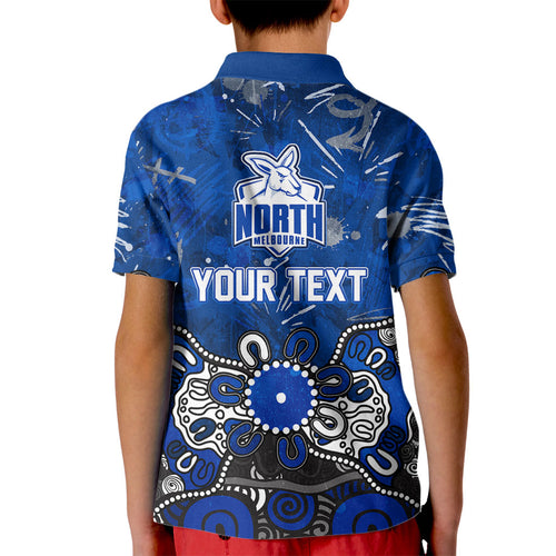 Personalized North Melbourne Kangaroos Kid Polo Shirt Aboriginal Dot Painting Graffiti Style