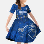 Personalized North Melbourne Kangaroos Kid Short Sleeve Dress Aboriginal Dot Painting Graffiti Style