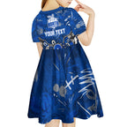 Personalized North Melbourne Kangaroos Kid Short Sleeve Dress Aboriginal Dot Painting Graffiti Style