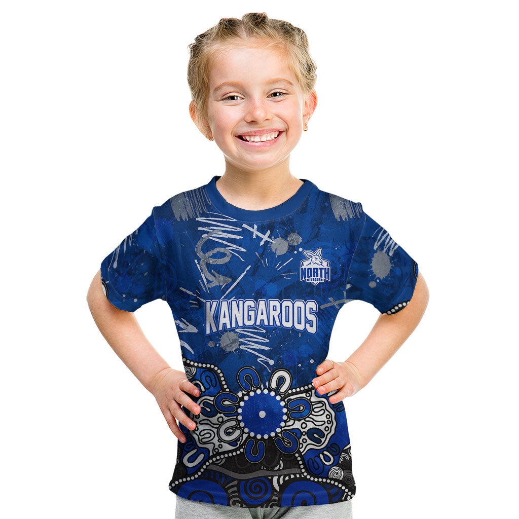 Personalized North Melbourne Kangaroos Kid T Shirt Aboriginal Dot Painting Graffiti Style