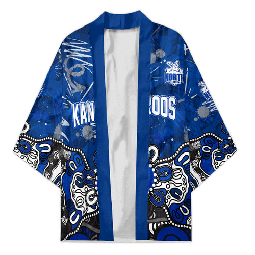 Personalized North Melbourne Kangaroos Kimono Aboriginal Dot Painting Graffiti Style