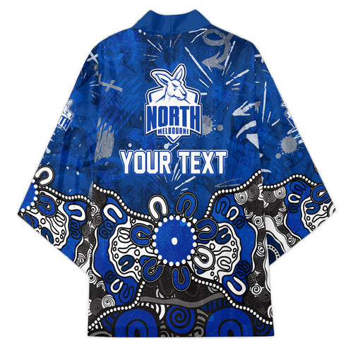 Personalized North Melbourne Kangaroos Kimono Aboriginal Dot Painting Graffiti Style