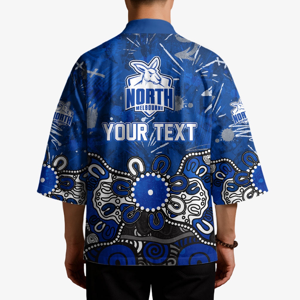 Personalized North Melbourne Kangaroos Kimono Aboriginal Dot Painting Graffiti Style