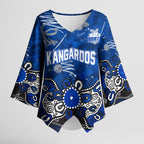Personalized North Melbourne Kangaroos Kimono Sleeve Blouse Aboriginal Dot Painting Graffiti Style