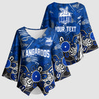 Personalized North Melbourne Kangaroos Kimono Sleeve Blouse Aboriginal Dot Painting Graffiti Style