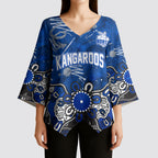 Personalized North Melbourne Kangaroos Kimono Sleeve Blouse Aboriginal Dot Painting Graffiti Style