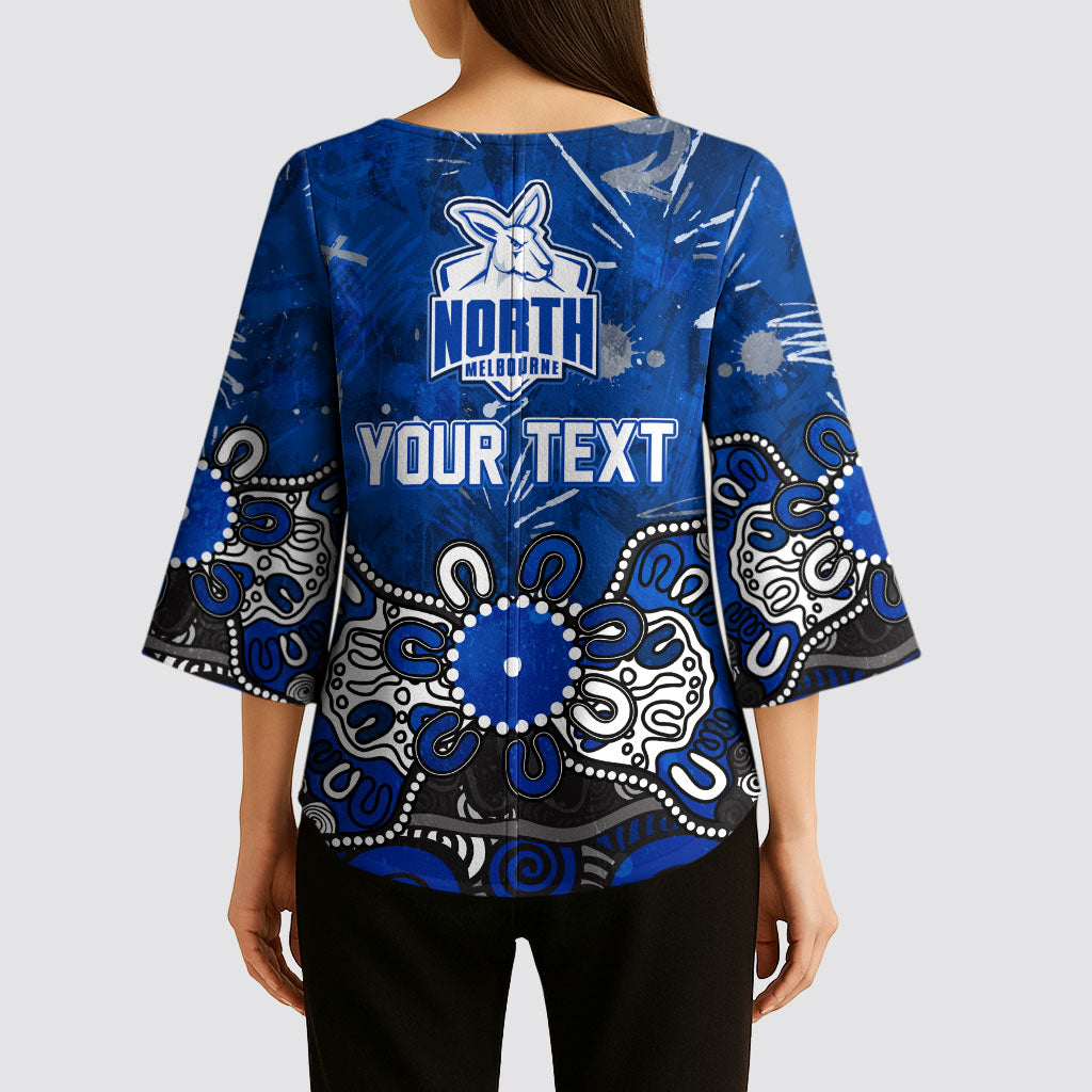 Personalized North Melbourne Kangaroos Kimono Sleeve Blouse Aboriginal Dot Painting Graffiti Style
