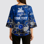 Personalized North Melbourne Kangaroos Kimono Sleeve Blouse Aboriginal Dot Painting Graffiti Style