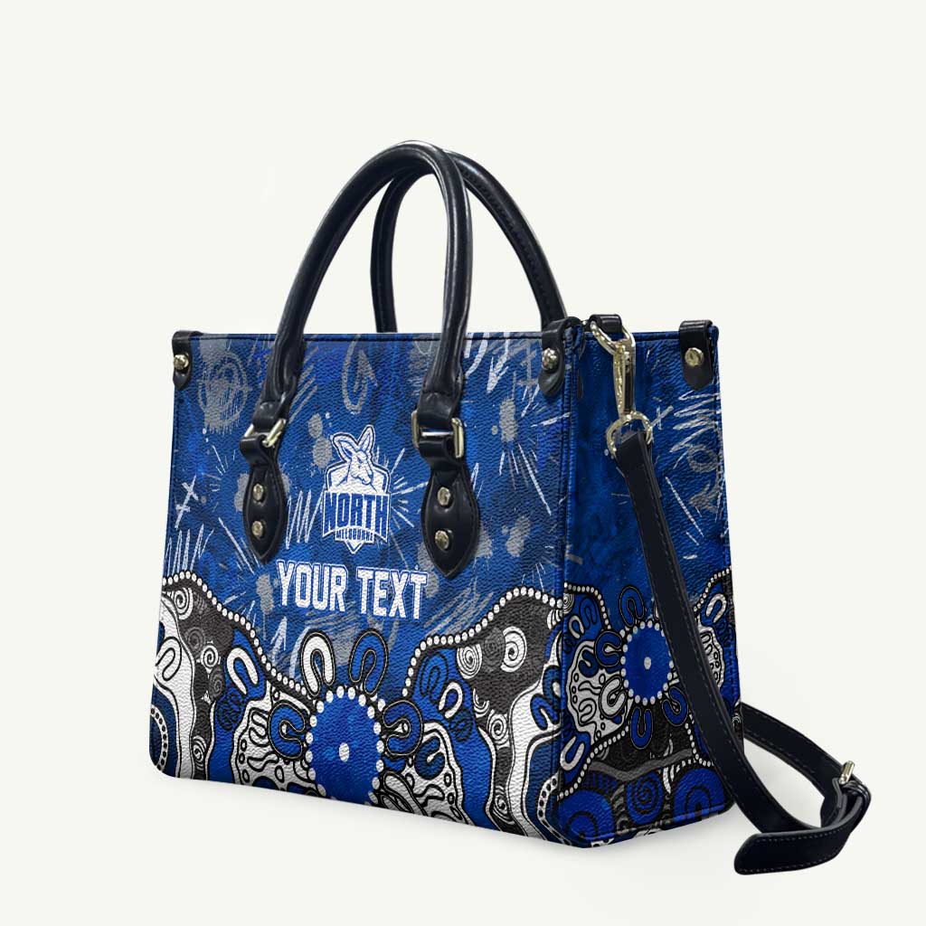 Personalized North Melbourne Kangaroos Leather Bag Aboriginal Dot Painting Graffiti Style
