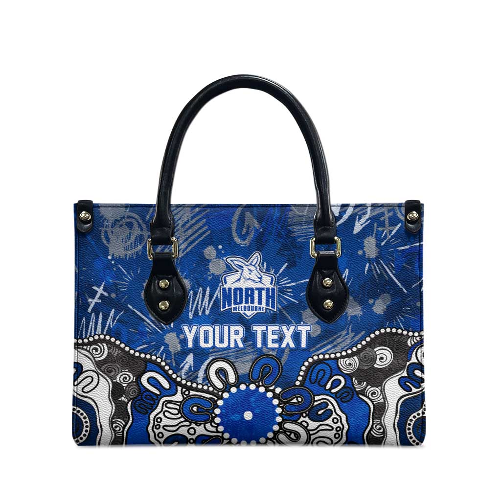 Personalized North Melbourne Kangaroos Leather Bag Aboriginal Dot Painting Graffiti Style
