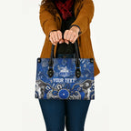 Personalized North Melbourne Kangaroos Leather Bag Aboriginal Dot Painting Graffiti Style