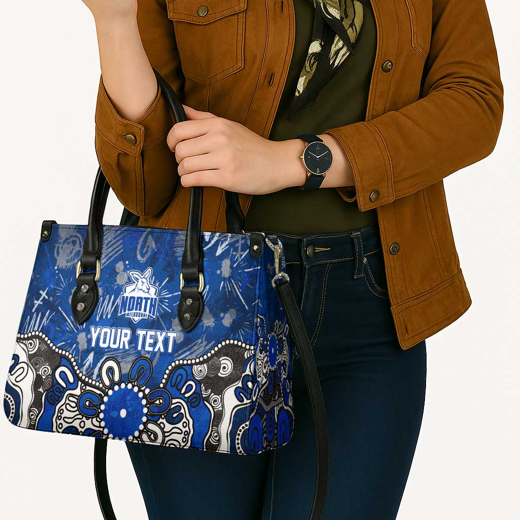 Personalized North Melbourne Kangaroos Leather Bag Aboriginal Dot Painting Graffiti Style