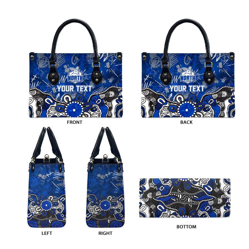 Personalized North Melbourne Kangaroos Leather Bag Aboriginal Dot Painting Graffiti Style