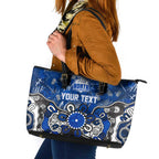 Personalized North Melbourne Kangaroos Leather Tote Bag Aboriginal Dot Painting Graffiti Style