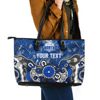 Personalized North Melbourne Kangaroos Leather Tote Bag Aboriginal Dot Painting Graffiti Style