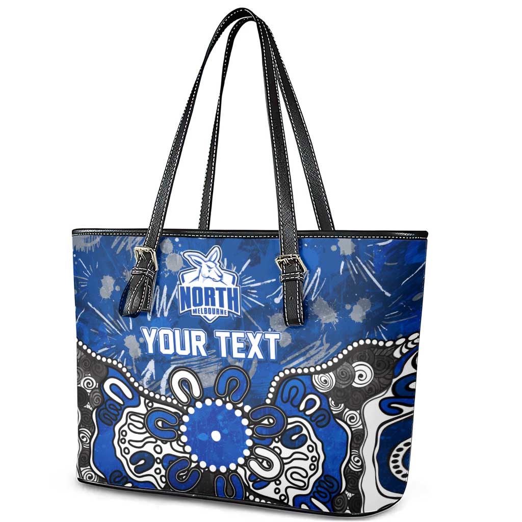 Personalized North Melbourne Kangaroos Leather Tote Bag Aboriginal Dot Painting Graffiti Style