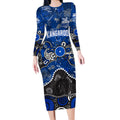 Personalized North Melbourne Kangaroos Long Sleeve Bodycon Dress Aboriginal Dot Painting Graffiti Style