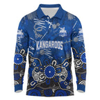 Personalized North Melbourne Kangaroos Long Sleeve Polo Shirt Aboriginal Dot Painting Graffiti Style