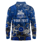 Personalized North Melbourne Kangaroos Long Sleeve Polo Shirt Aboriginal Dot Painting Graffiti Style