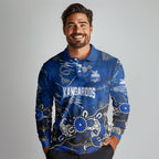 Personalized North Melbourne Kangaroos Long Sleeve Polo Shirt Aboriginal Dot Painting Graffiti Style