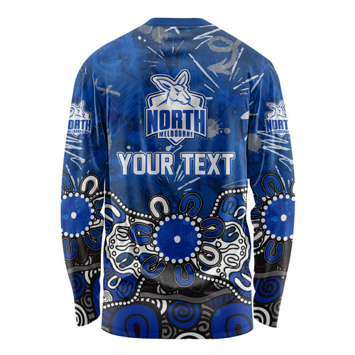 Personalized North Melbourne Kangaroos Long Sleeve Shirt Aboriginal Dot Painting Graffiti Style