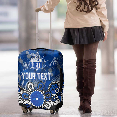 Personalized North Melbourne Kangaroos Luggage Cover Aboriginal Dot Painting Graffiti Style