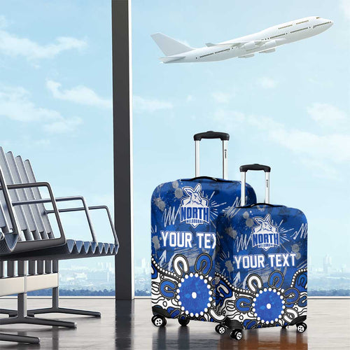 Personalized North Melbourne Kangaroos Luggage Cover Aboriginal Dot Painting Graffiti Style