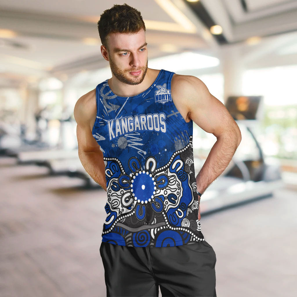 Personalized North Melbourne Kangaroos Men Tank Top Aboriginal Dot Painting Graffiti Style