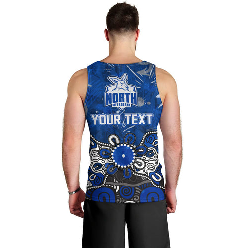 Personalized North Melbourne Kangaroos Men Tank Top Aboriginal Dot Painting Graffiti Style