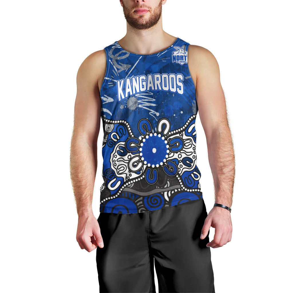 Personalized North Melbourne Kangaroos Men Tank Top Aboriginal Dot Painting Graffiti Style