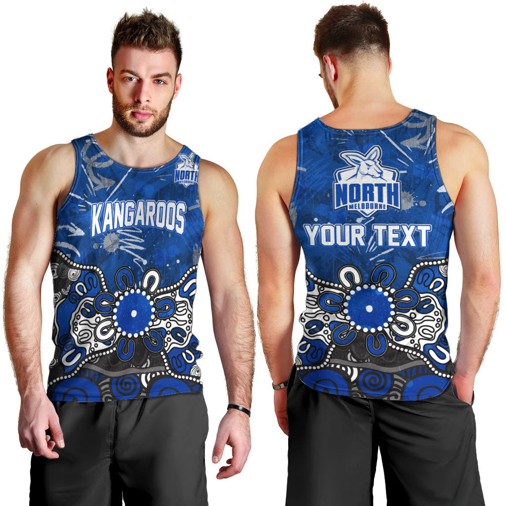 Personalized North Melbourne Kangaroos Men Tank Top Aboriginal Dot Painting Graffiti Style