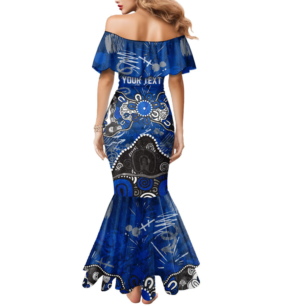 Personalized North Melbourne Kangaroos Mermaid Dress Aboriginal Dot Painting Graffiti Style