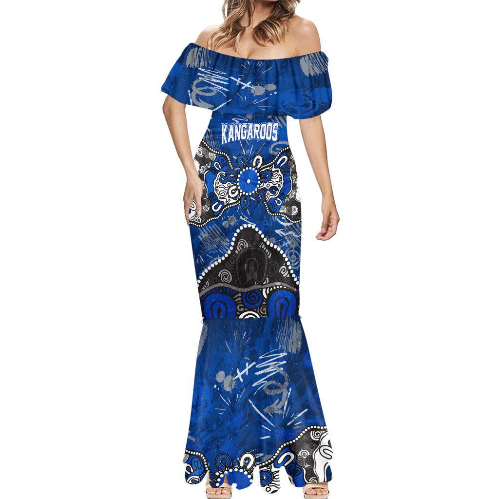 Personalized North Melbourne Kangaroos Mermaid Dress Aboriginal Dot Painting Graffiti Style