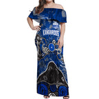 Personalized North Melbourne Kangaroos Off Shoulder Maxi Dress Aboriginal Dot Painting Graffiti Style