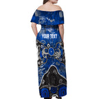 Personalized North Melbourne Kangaroos Off Shoulder Maxi Dress Aboriginal Dot Painting Graffiti Style