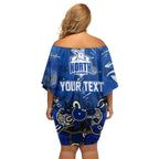 Personalized North Melbourne Kangaroos Off Shoulder Short Dress Aboriginal Dot Painting Graffiti Style